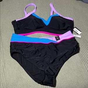 torrid Black Bikini with Pink, Blue & Lavender Trim